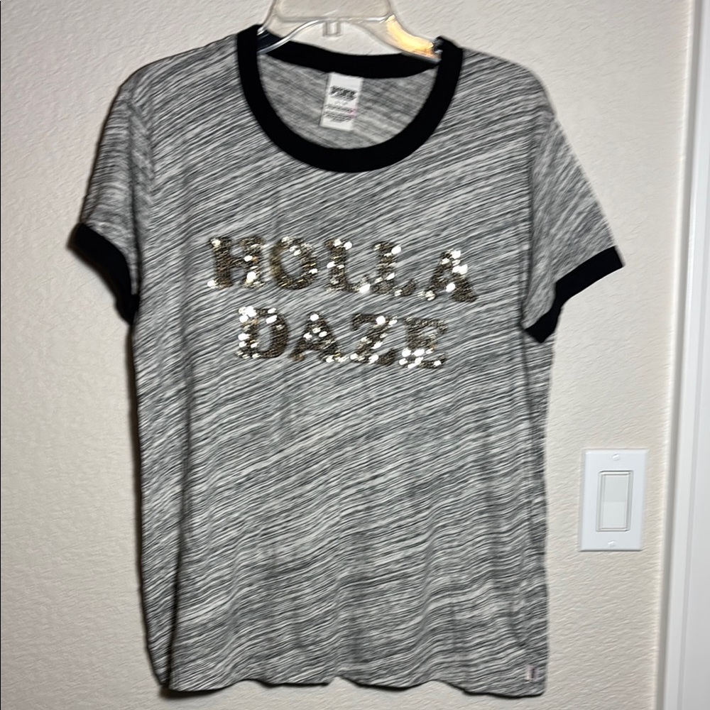 Pink Gray and Black Holla Daze T-Shirt